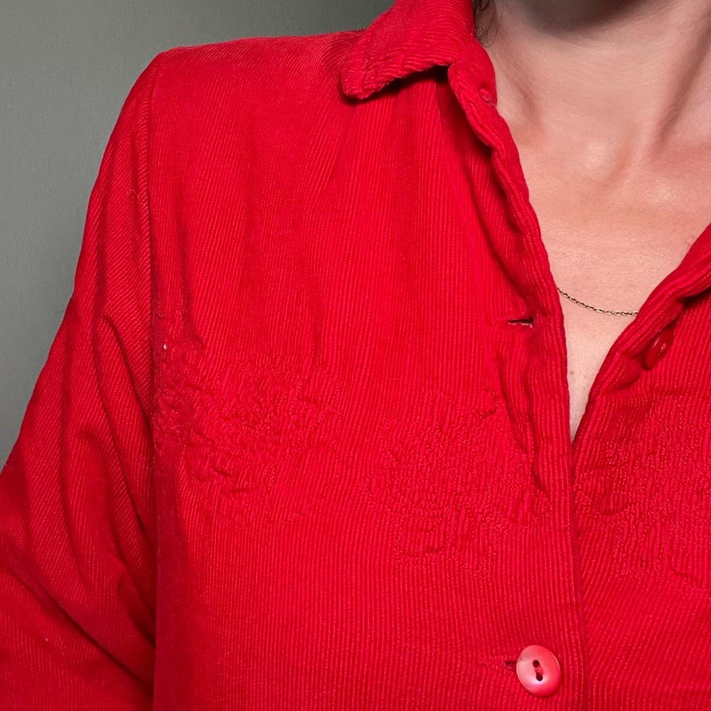 Kenzo Jungle Red Chord Jacket Peter Pan Collar - Picture 4 of 16